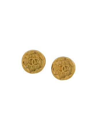 Chanel Pre-Owned 1994 Engraved CC Earrings - Farfetch