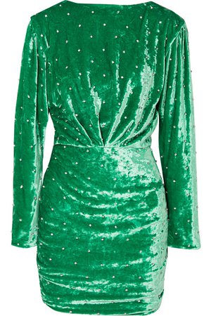Attico | Crystal-embellished ruched stretch-velvet mini dress | NET-A-PORTER.COM