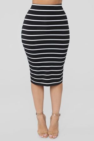 Lets Keep Things Casual Striped Skirt - Black/White