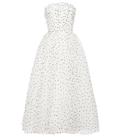 MONIQUE LHUILLIER Embellished strapless tulle gown