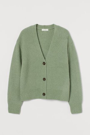 Rib-knit Cardigan - Green - Ladies | H&M US
