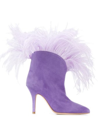 Paris Texas Lilla feather-trimmed Ankle Boots - Farfetch