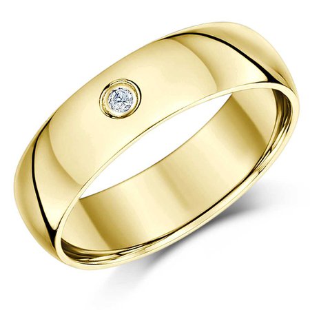 His&Hers 4&6mm 9ct Yellow Gold Diamond Heavy Court Wedding Ring - Yellow Gold at Elma UK Jewellery