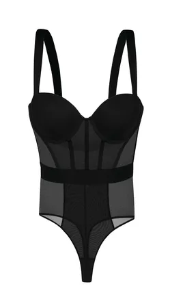 DKNY + Sheers Cupped Strapless Bodysuit