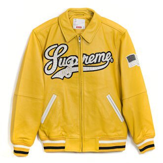 PALM NUT: Supreme / Leather Studded Varsity Jacket shupurimu Uptown / Uptown studded leather Varsity jacket Yellow / Yellow 2016 SS genuine new old stock | Rakuten Global Market