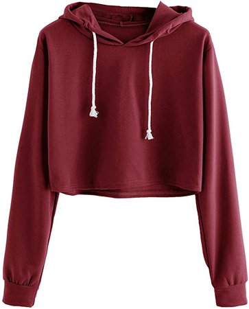 MAKEMECHIC Women's Casual Long Sleeve Pullover Hoodies Crop Tops Sweatshirt at Amazon Women’s Clothing store