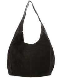 Lyst - Topshop Leather and Suede Slouch Bag in Black