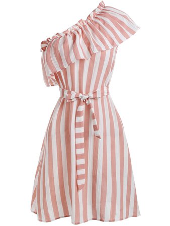 Um mini vestido listrado cor de Rosa Claro XL | Sammydress.com