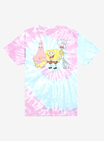 SpongeBob SquarePants Group Pastel Tie-Dye T-Shirt