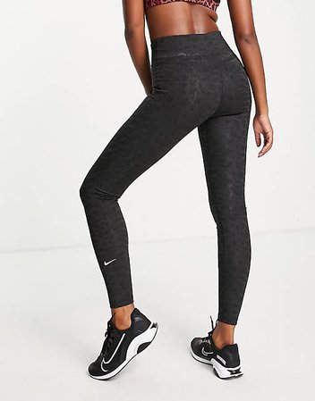 Nike Training Dri-FIT One Tight Glitter Leopard Pack leggings in black | ASOS