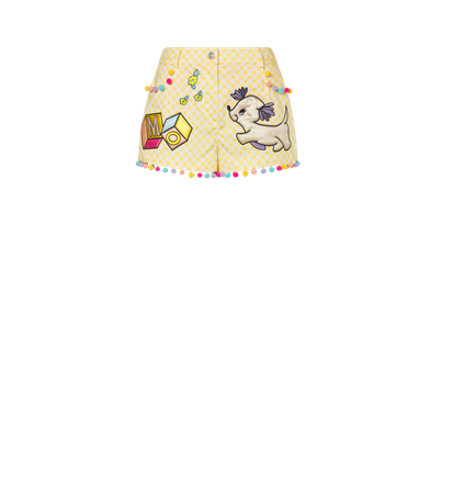 Moschino Animal patch Vichy satin shorts