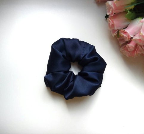 Silk blue scrunchie Large women's scrunchie Hair tie | Etsy
