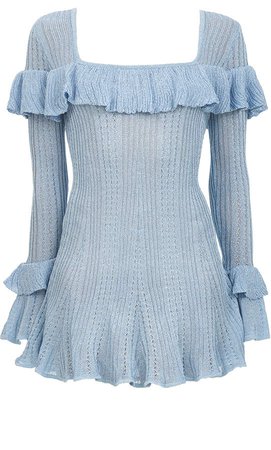 Ruffled Lurex-Knit Mini Dress
