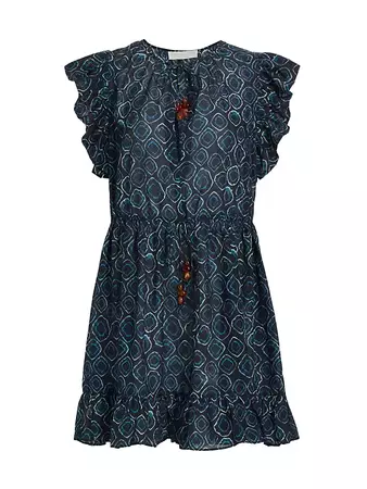 Shop Ulla Johnson Kalina Geometric Drawstring Cover-Up Minidress | Saks Fifth Avenue