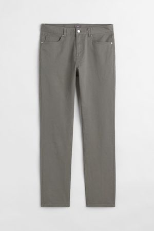 Slim Fit Twill Pants - Khaki green - Men | H&M US