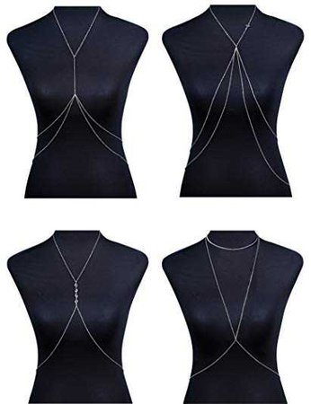 Amazon.com: Finrezio Thin Sexy Silver Cross Body Belly Chains Necklace Jewelry for Women 4Pcs a Set: Jewelry