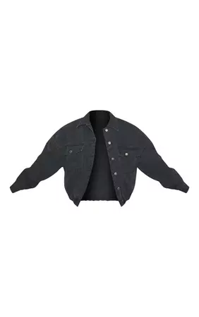 Washed Black Elasticated Hem Quilted Denim Jacket | PrettyLittleThing USA