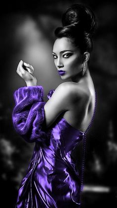 Black & White Model Purple Dress