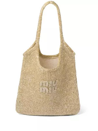Miu Miu sequin-embellished Mesh Tote Bag - Farfetch