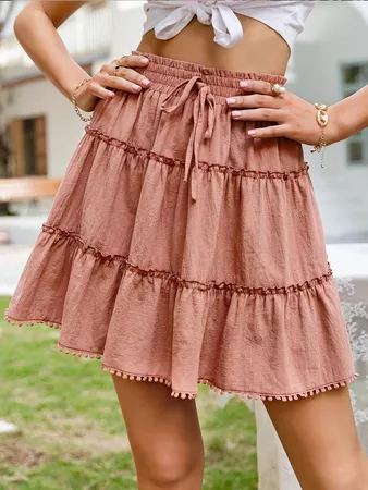 Tie Front Layered Skirt | SHEIN USA