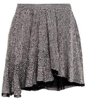 Babylon Asymmetric Sequined Chiffon Mini Skirt