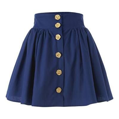 Navy Blue Miniskirt with Gold buttons