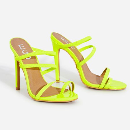 Letty Toe Strap Heel Mule In Lime Green Faux Leather | EGO