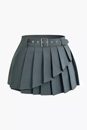 Buckle Layer Pleated Mini Skirt – Micas