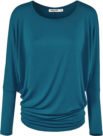 Lock and Love Women' s Flowy and Comfort Draped Long Sleeve Batwing Dolman top S-3XL Plus Size at Amazon Women’s Clothing store
