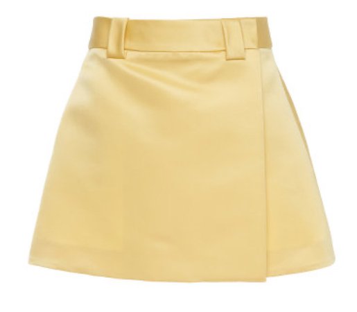 Prada Satin Wrap-Effect Mini Skirt in Yellow, Green, and Black