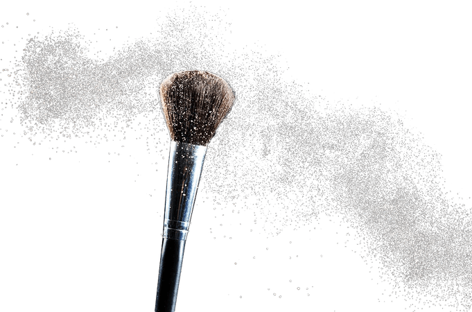 Makeup Brush with powder PNG Silver