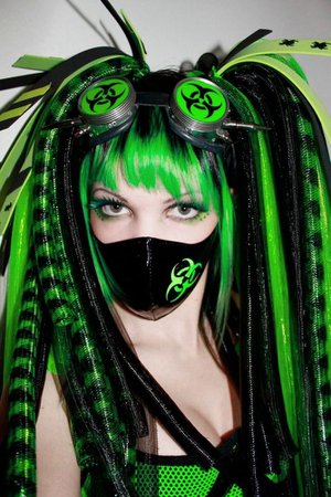 Cyberbabe Hair #2 W/Eye Makeup, Goggles, & Facemask