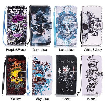 Grim Reaper Skull Flip Cover Leather Wallet Card Holder Mobile Phone Case Purse For IPhone X 8 8plus 5 5S SE 6 6S 6 Plus 6S Plus 7 7Plus for Samsung Galaxy Samsung Galaxy S5 S6 S6 Edge S7 S7 Edge S8 S8plus | Wish