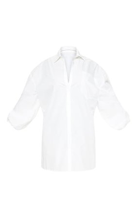 Plus White Oversized Puff Sleeve Shirt Dress | PrettyLittleThing USA
