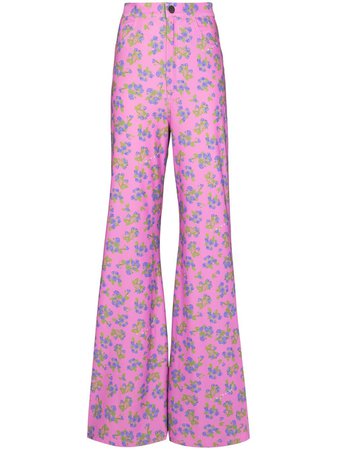 Shop Natasha Zinko high waisted floral print trousers with Express Delivery - FARFETCH