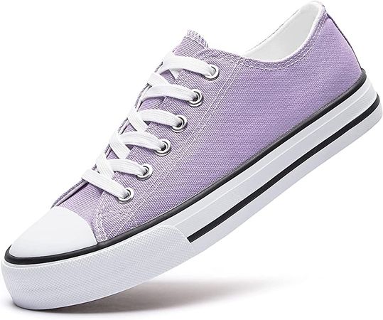 Amazon.com | FRACORA Womens Canvas Sneakers Low Top Lace Up Canvas Shoes Fashion Comfortable (US5,Purple) | Fashion Sneakers