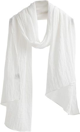 Jeelow White Scarf Shawl Wrap Soft Lightweight Scarves And Wraps For Men And Women (White) at Amazon Women’s Clothing store