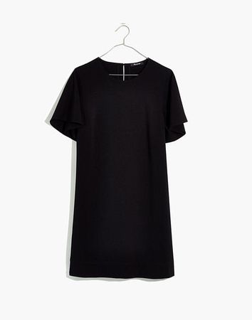 Crepe Flutter-Sleeve Mini Dress black