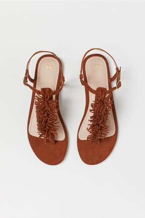 Sandals with Fringe - Brown - Ladies | H&M US