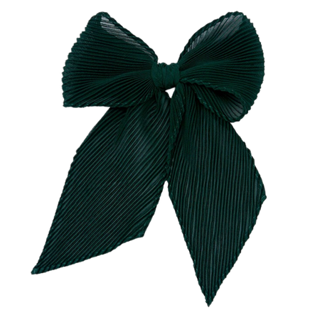 Claire's Pleated Chiffon Hair Bow Clip - Emerald