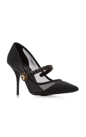 Embellished Mesh Mary Jane Pumps By Dolce & Gabbana