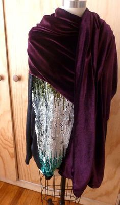 Purple velvet shawl scarf