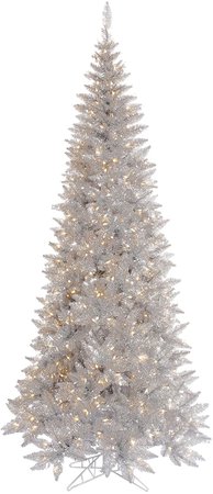 Amazon.com: Vickerman Silver Tinsel Fir Artificial Christmas-Trees, 7.5: Home & Kitchen