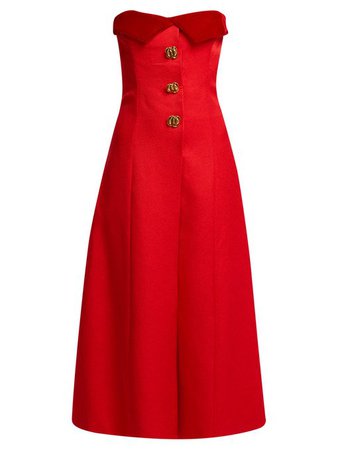 Rebecca de Ravenel | strapless silk and wool-blend midi dress