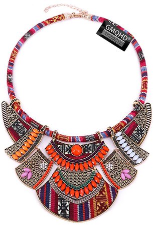 Amazon.com: Chunky Bib Statement Torque Choker Bohemia Indian African Egypt Magnetic Clasps Multi Layers Tribal Necklaces. Fashion Jewelry Sets Collar for Women Best Friend.(AQQ-MZ-21R): Clothing