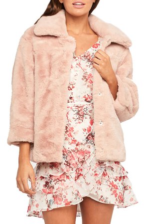 Bardot Pia Faux Fur Jacket Pink
