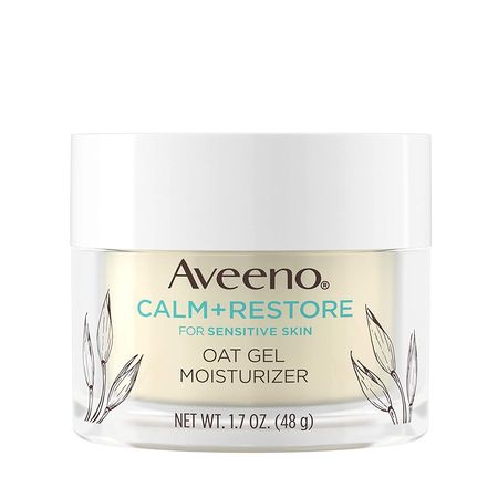 Amazon.com: Aveeno Calm + Restore Oat Gel Facial Moisturizer for Sensitive Skin, Lightweight Gel Cream Face Moisturizer with Prebiotic Oat and Feverfew, Hypoallergenic, Fragrance- and Paraben-Free, 1.7 oz : Beauty & Personal Care