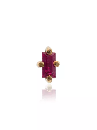 Lizzie Mandler Fine Jewelry 18k Yellow Gold Ruby Mini Stud Earring - Farfetch