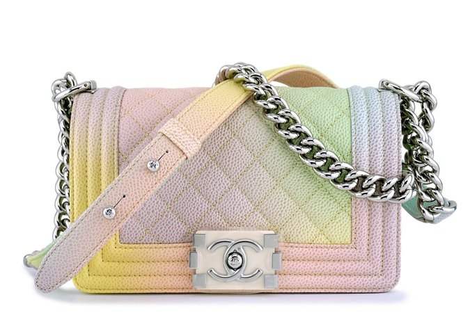 Chanel Pastel Rainbow Caviar Classic Boy Flap Bag