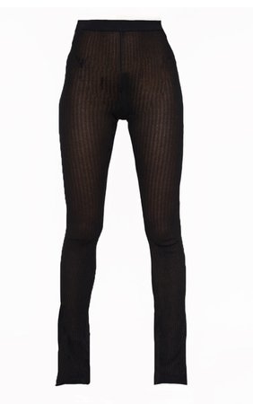 Black Sheer Knit Flare Pants | PrettyLittleThing USA